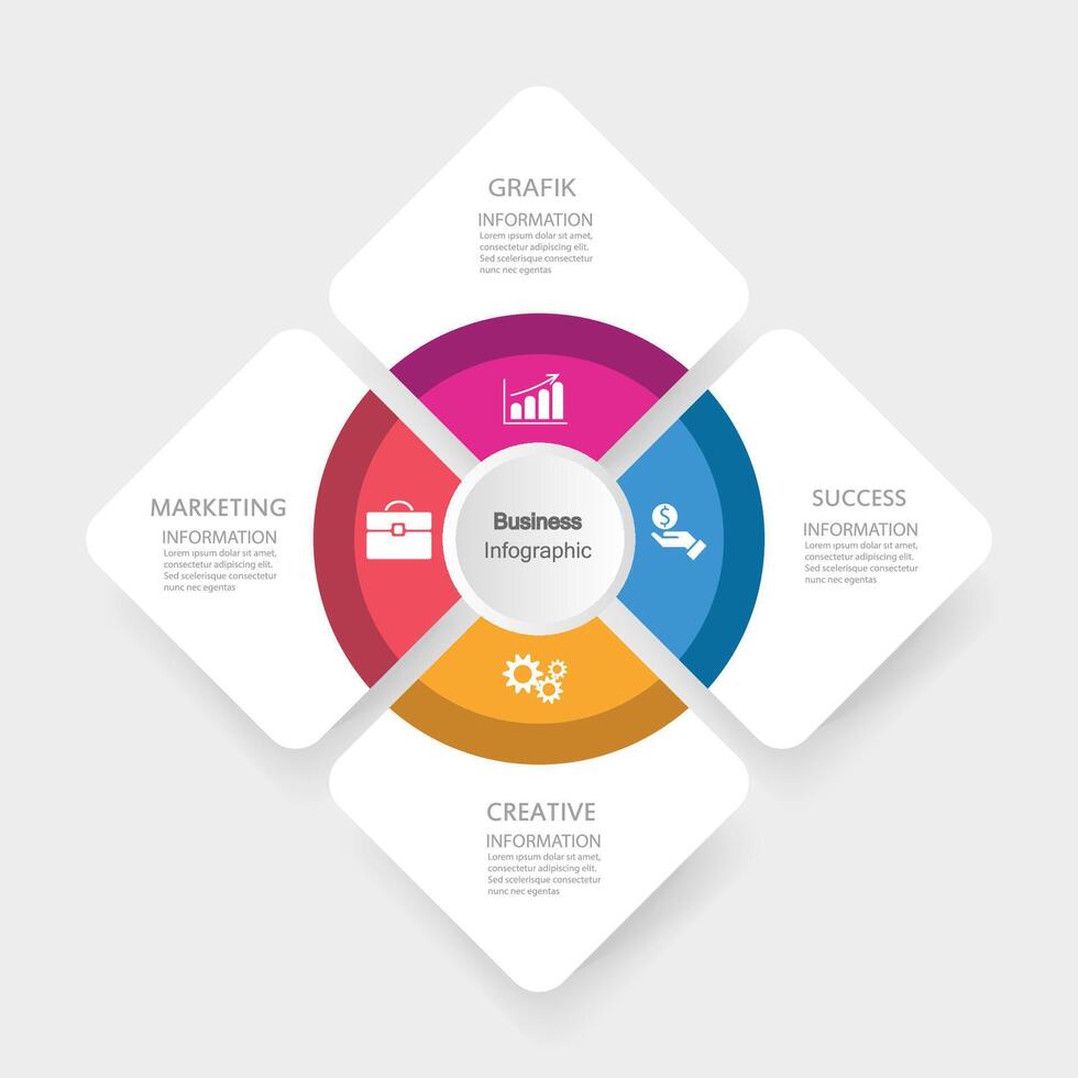 Infografik Vektor, Graph. Präsentation. Geschäft Konzepte, Teile, Schritte, Prozesse. Visualisierung von Infografik Daten. Anfang Vorlage. - - Vektor