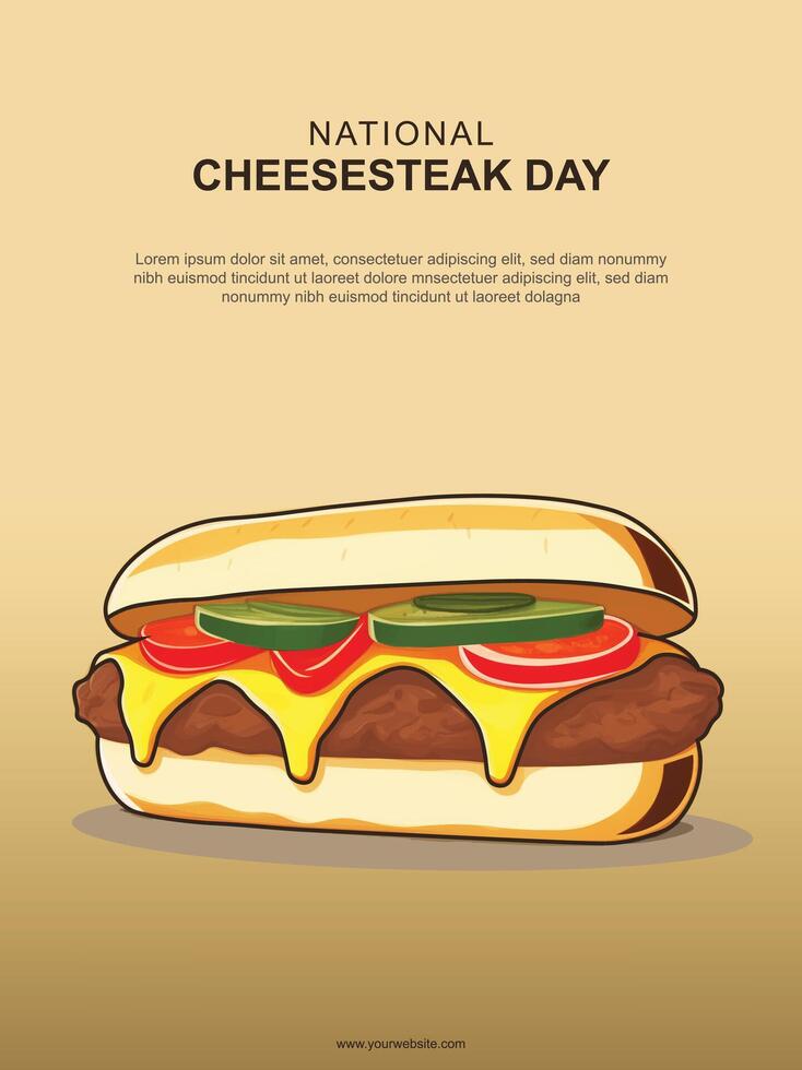 National Käse Steak Tag Hintergrund. vektor