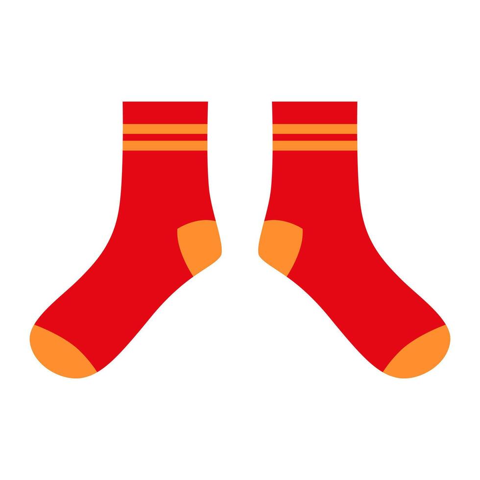 rot Paar von Socken mit ein minimalistisch Muster, eben Illustration. isoliert auf ein Weiß Hintergrund. vektor