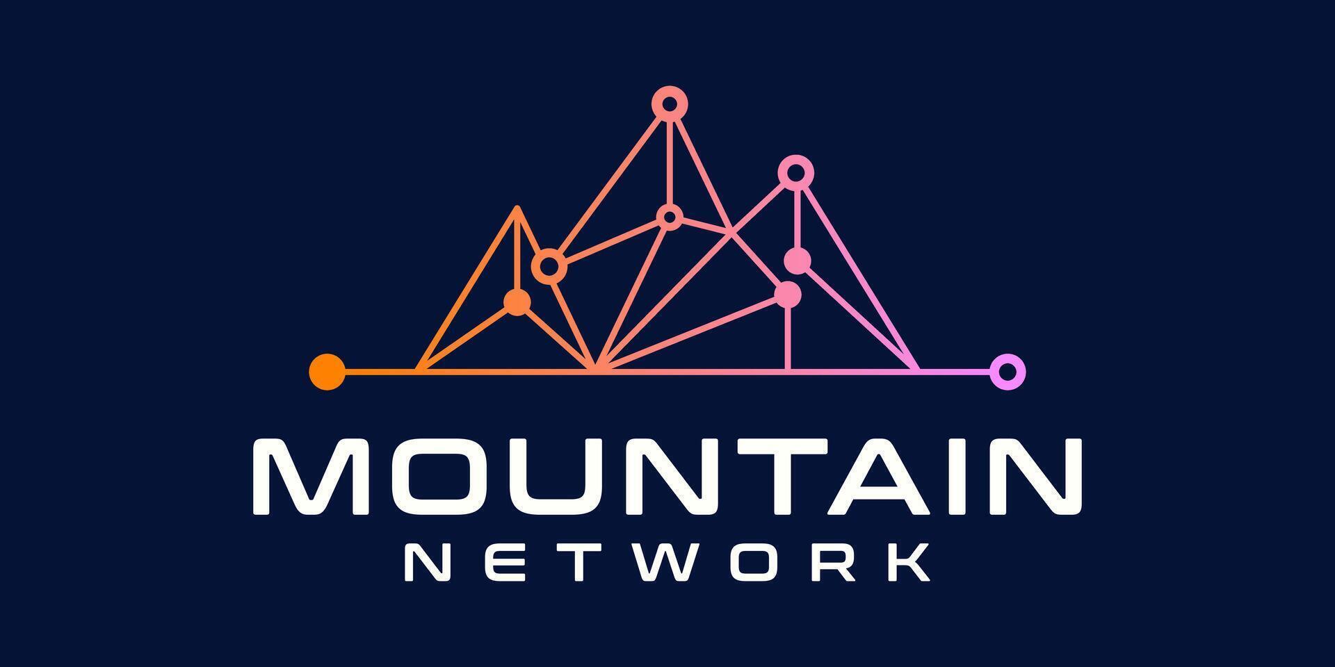 Gipfel oder Berg Netzwerk Logo Design vektor