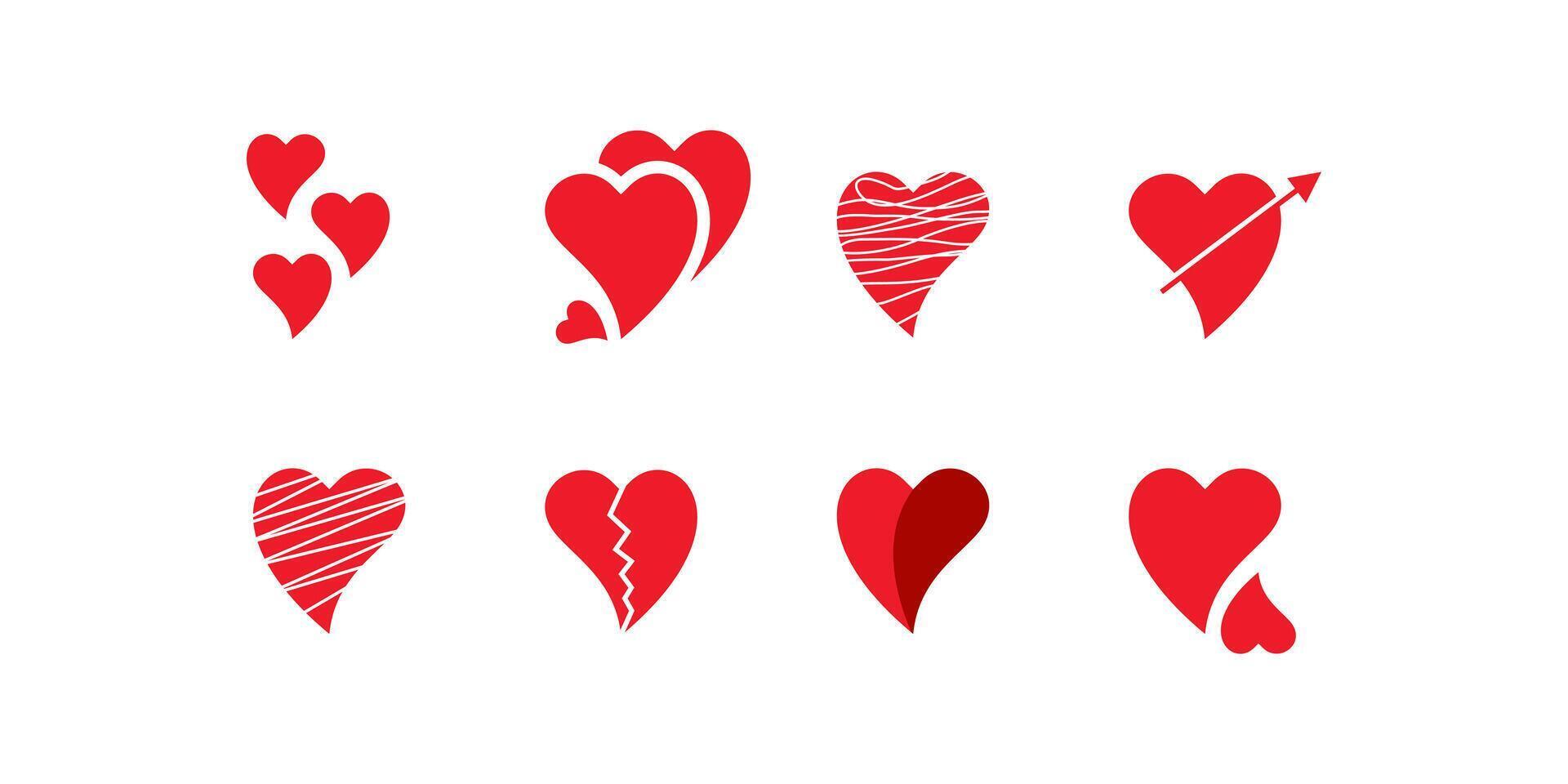 samling av hjärta symboler, kärlek logotyper, hjärta logotyper, lojalitet logotyper vektor
