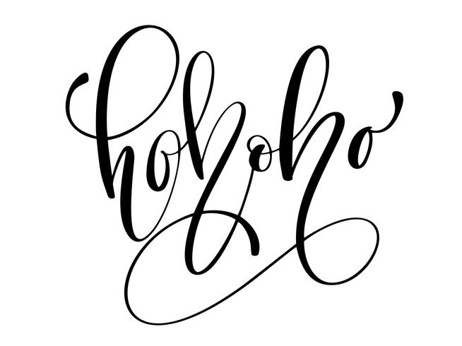 Ho-Ho-Ho Julkalligrafi vektor hälsningskort med modern pensel bokstäver. Banner för vintersäsong hälsningar