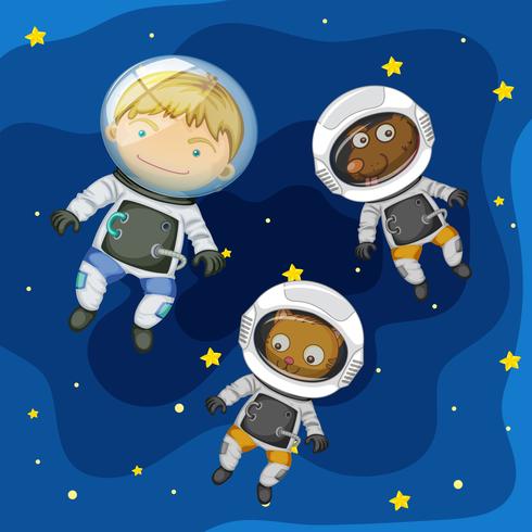 Ein Astronaut und ein Haustier im Weltraum vektor