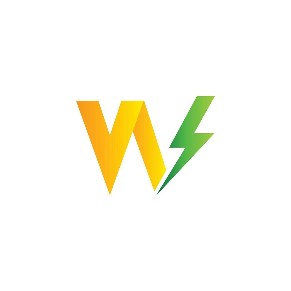 w Brief verlängerbar Energie Logo Design Vorlage vektor