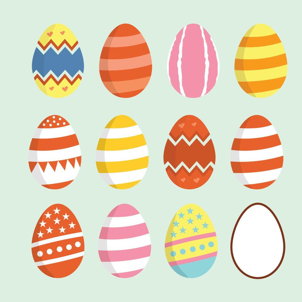 färgrik realistisk påsk ägg med olika geometrisk och ört- vektor