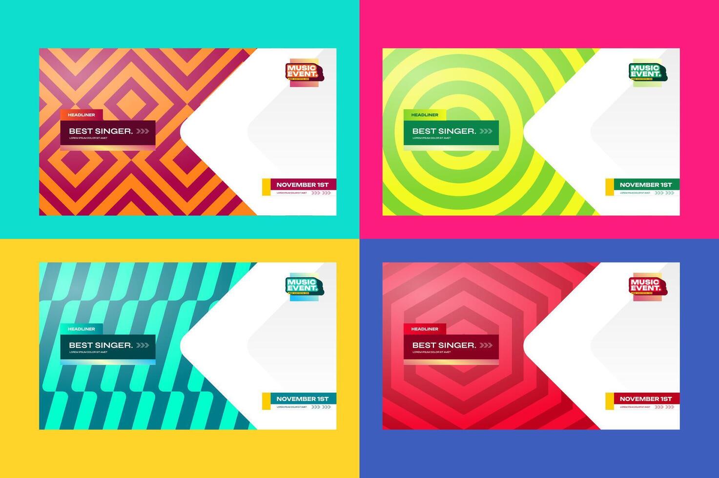 bunt geometrisch Hintergrund und Banner Design Vorlage zum Musik- Veranstaltung und Feierlichkeiten vektor