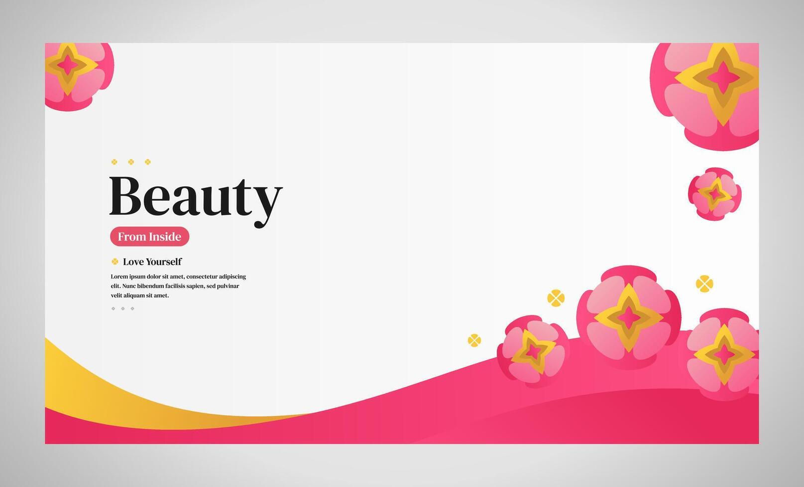 Schönheit Banner Design Vorlage mit Weiß und Rosa Farbe und Blume Dekoration vektor