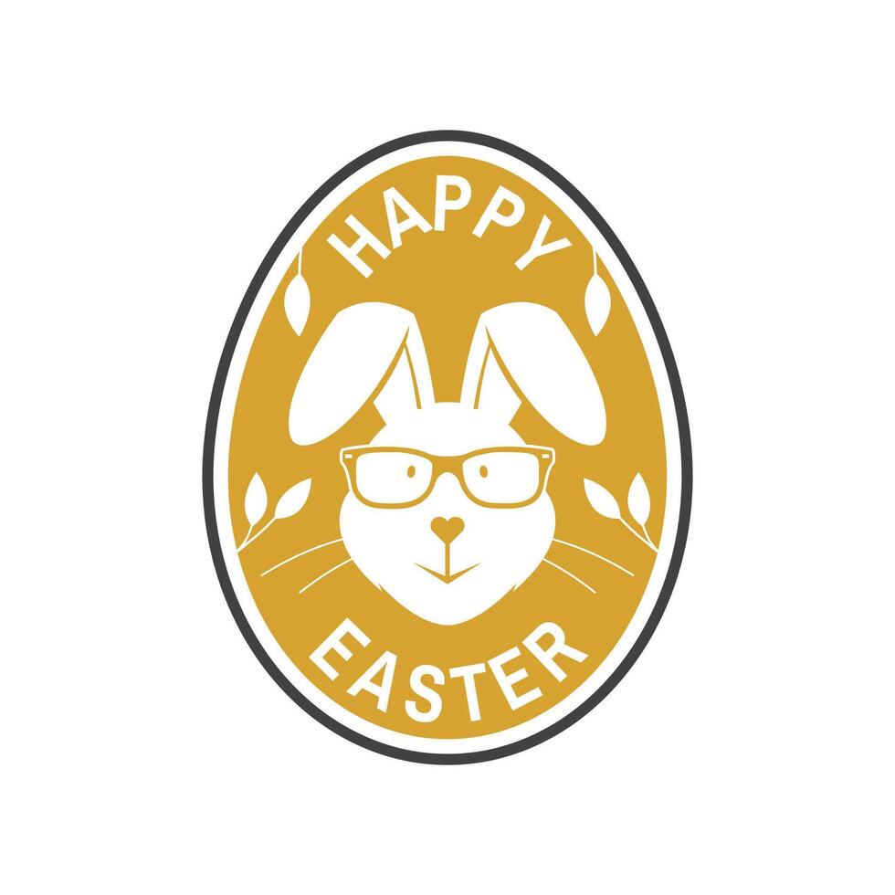 wir Wunsch Sie ein sehr glücklich Ostern Karte, Abzeichen, Logo, unterzeichnen. Vektor. Typografie Design mit Ostern Hase und Hand Eier. modern minimal Stil. Ostern Ei jagen vektor