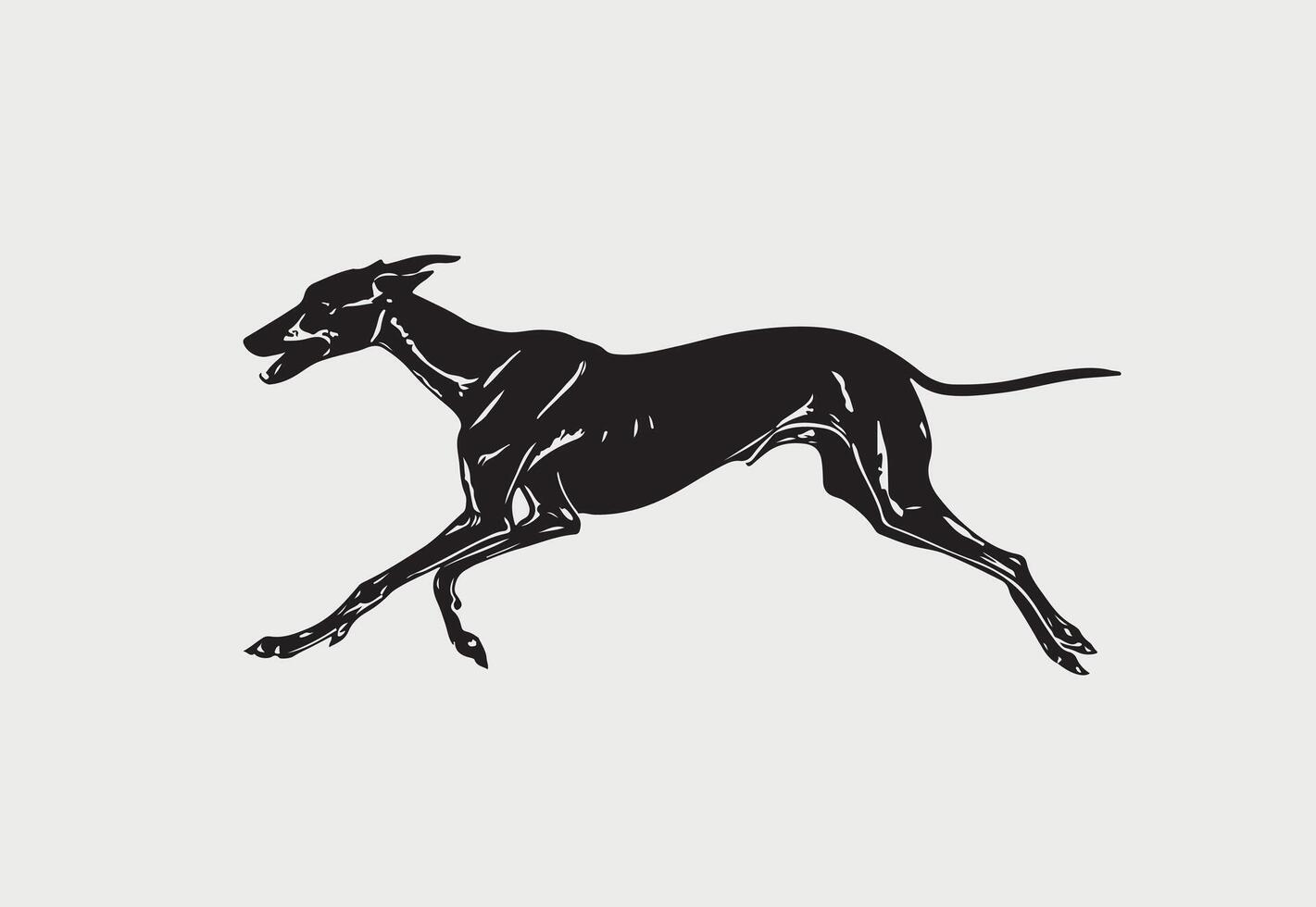 ai generiert Silhouette von Windhund Vektor Illustration auf ein Weiß Hintergrund
