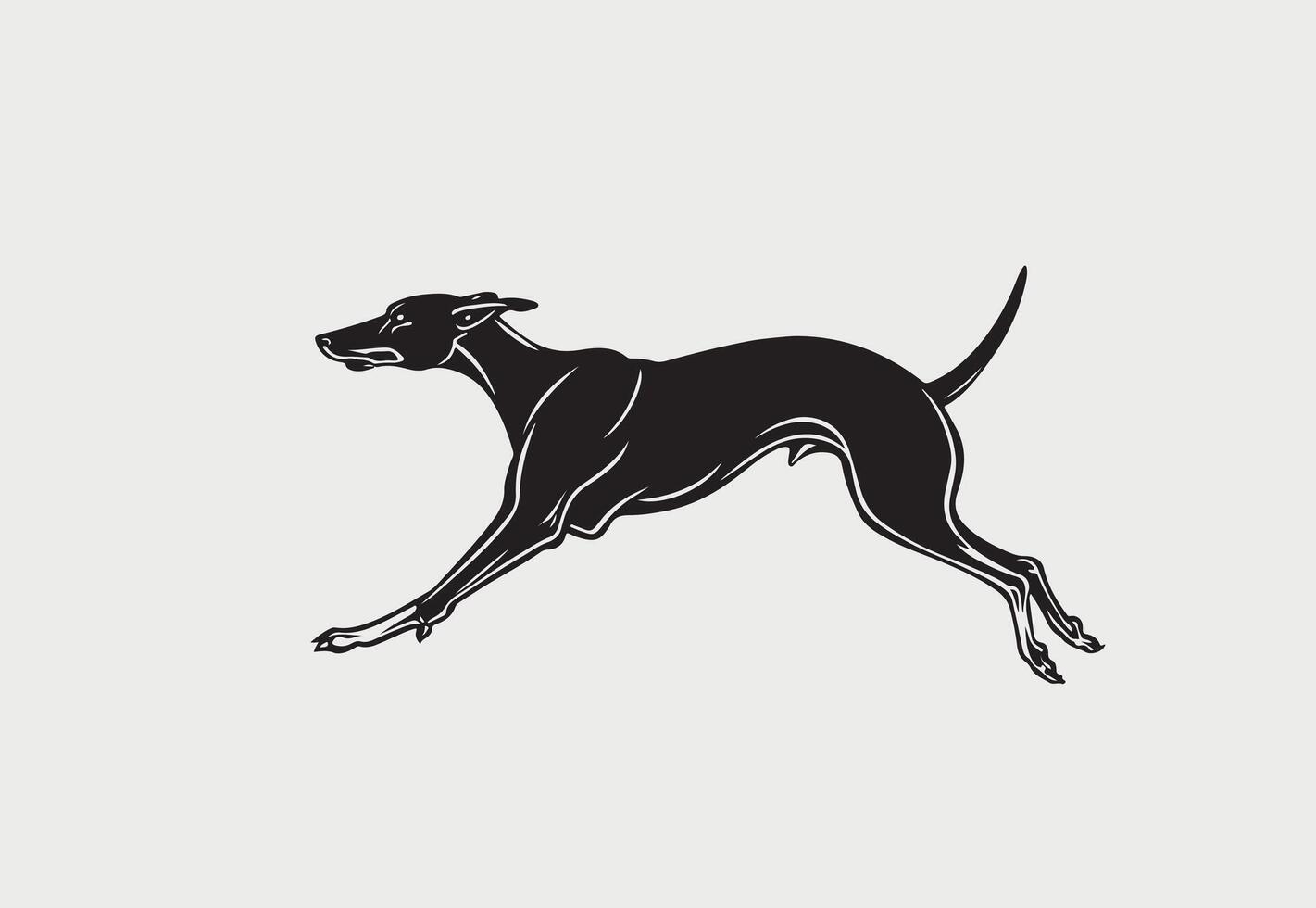 ai generiert Silhouette von Windhund Vektor Illustration auf ein Weiß Hintergrund