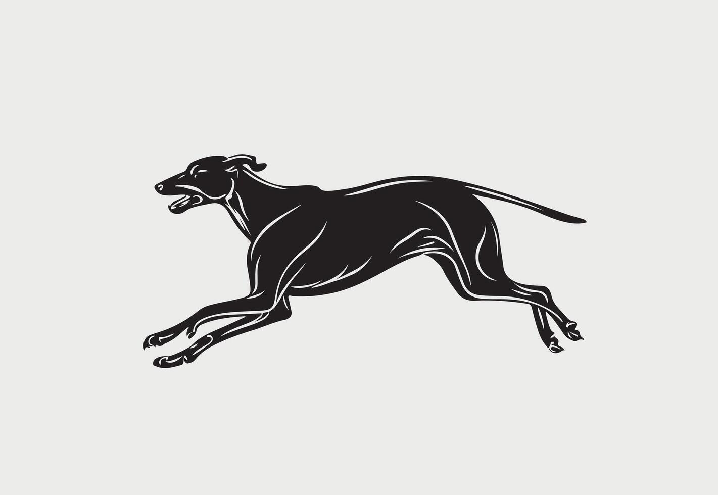 ai generiert Silhouette von Windhund Vektor Illustration auf ein Weiß Hintergrund