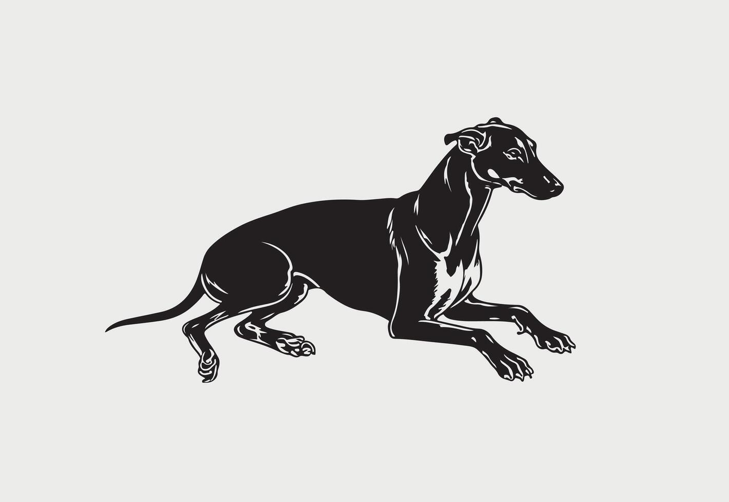 ai generiert Silhouette von Windhund Vektor Illustration auf ein Weiß Hintergrund