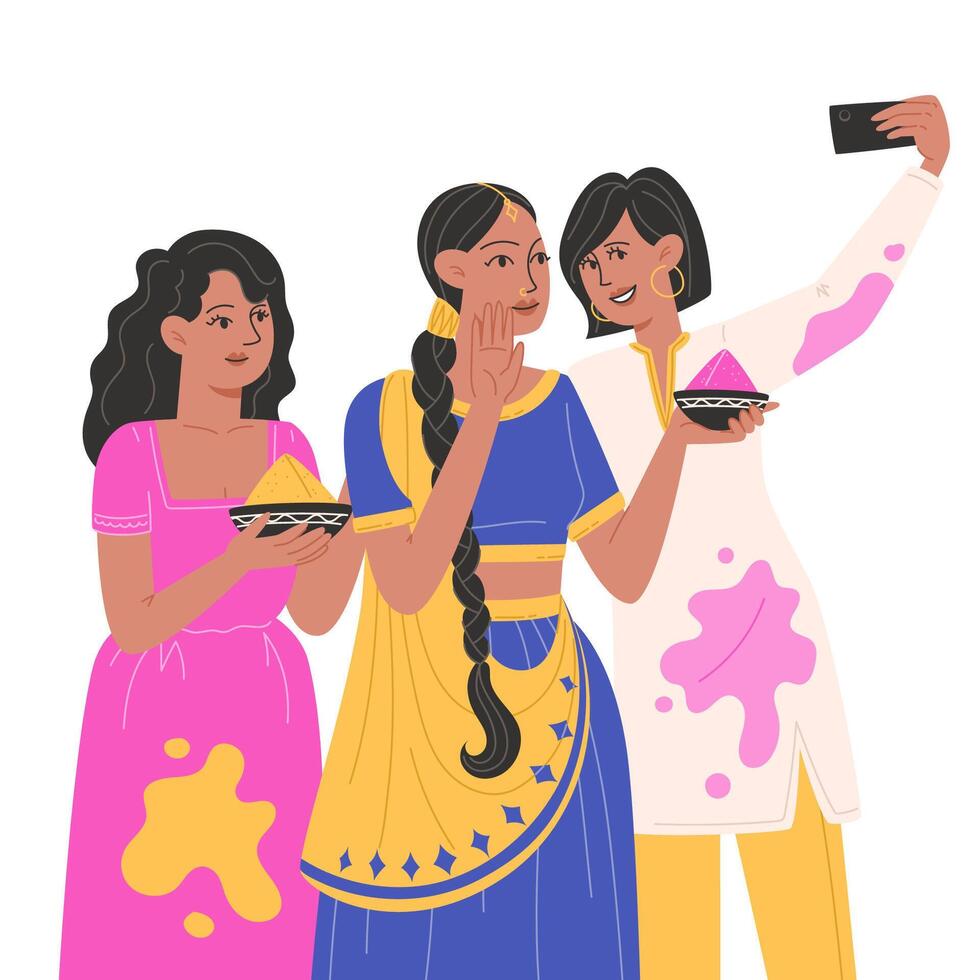glücklich hallo, indisch Urlaub Festival von Farben vektor