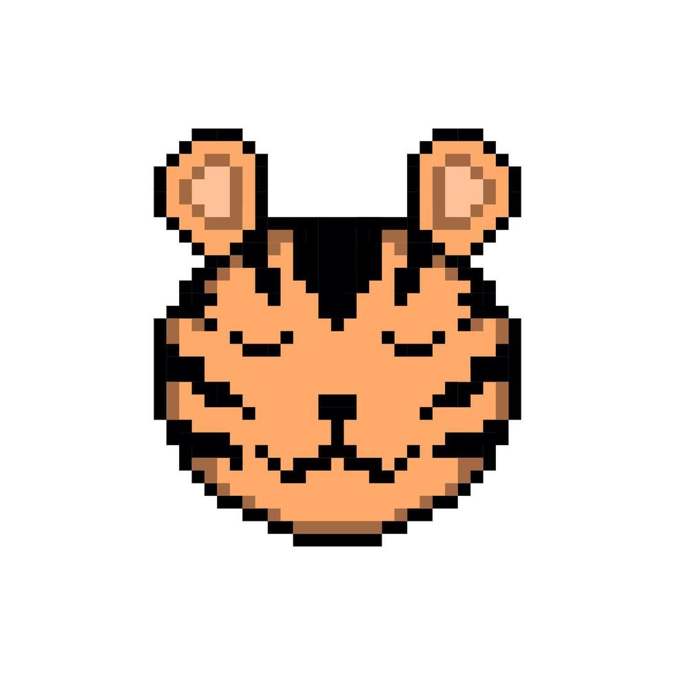 tiger i pixel konst stil vektor