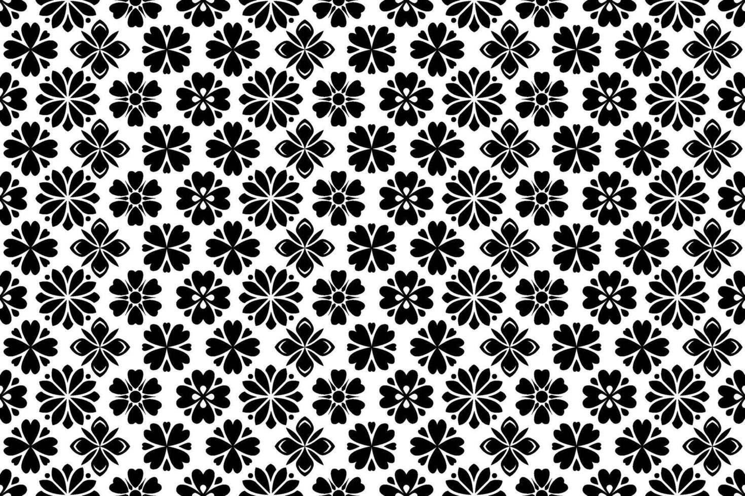 schwarz und Weiß Blumen- Muster. abstrakt nahtlos wiederholen Muster mit stilisiert Blumen. vektor