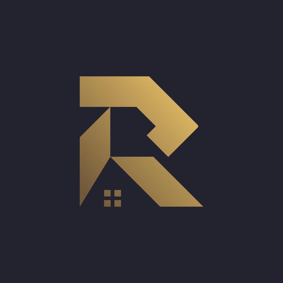 brev r design element vektor ikon aning med kreativ hus begrepp