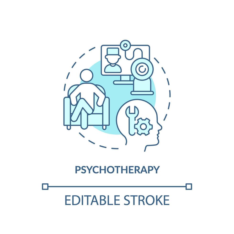 Psychotherapie Sanft Blau Konzept Symbol. mental Therapie Beratung. runden gestalten Linie Illustration. abstrakt Idee. Grafik Design. einfach zu verwenden im Infografik, Präsentation, Broschüre, Heft vektor