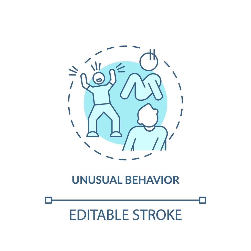 ovanlig, onormal beteende mjuk blå begrepp ikon. social frågor. runda form linje illustration. abstrakt aning. grafisk design. lätt till använda sig av i infografik, presentation, broschyr, häfte vektor