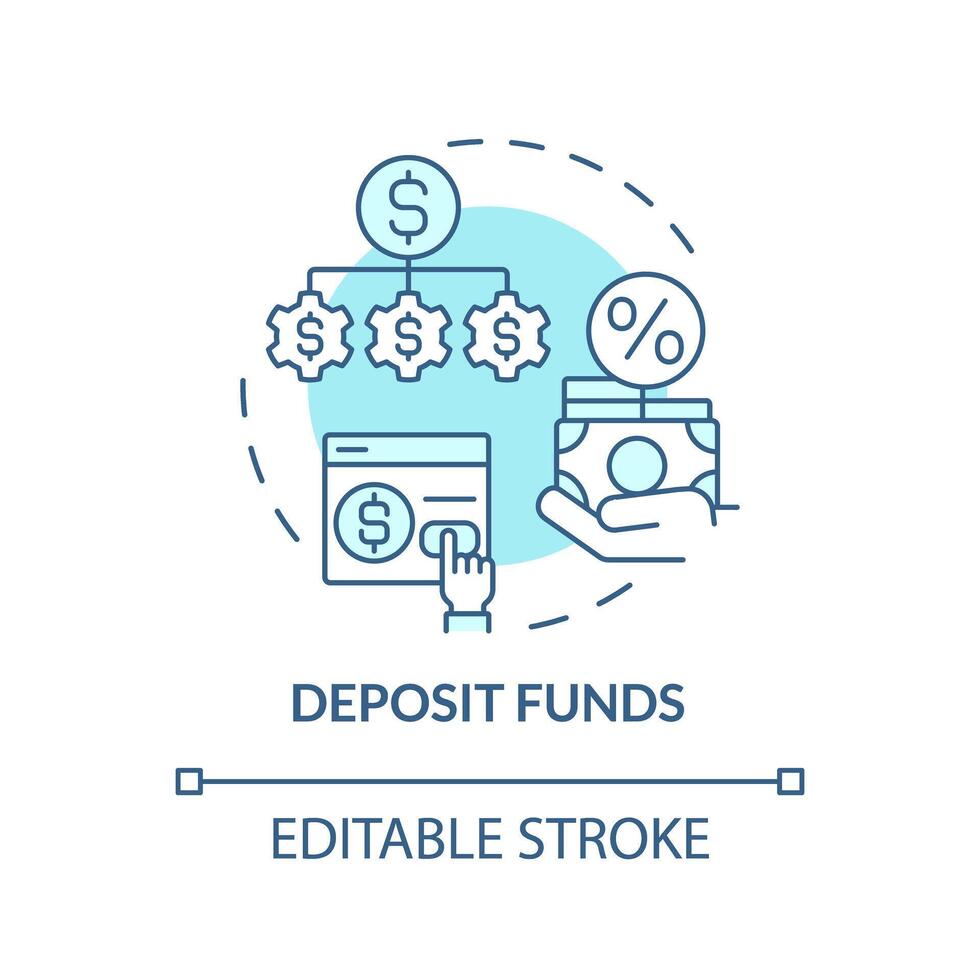 Anzahlung Mittel Sanft Blau Konzept Symbol. diversifizieren Investitionen. zuordnen Investitionen. runden gestalten Linie Illustration. abstrakt Idee. Grafik Design. einfach zu verwenden im Marketing vektor