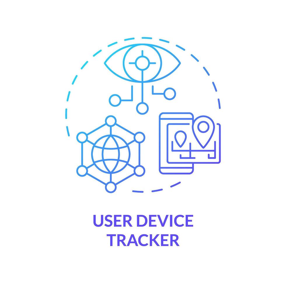 digital spårning blå lutning begrepp ikon. enhet förvaltning, säkerhet protokoll. sårbarhet bedömning, Cybersäkerhet. runda form linje illustration. abstrakt aning. grafisk design. lätt till använda sig av vektor