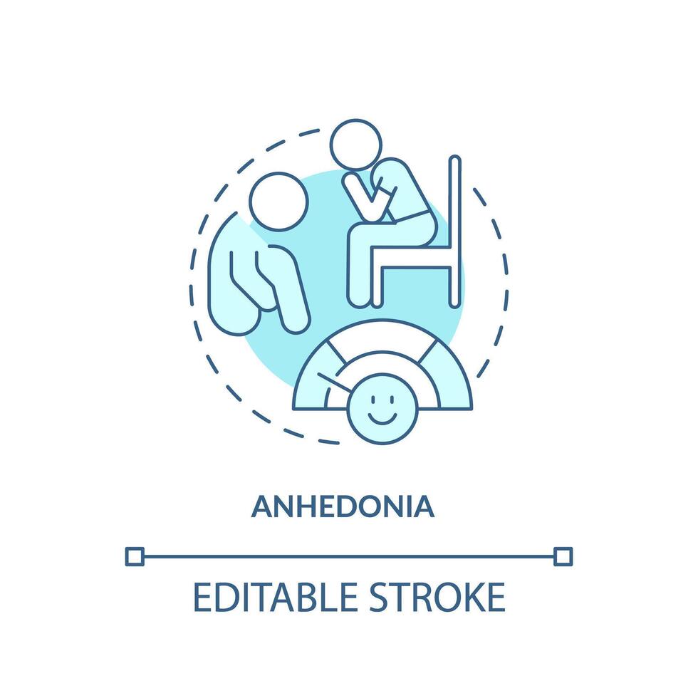 Anhedonie Sanft Blau Konzept Symbol. Persönlichkeit Störung. Psychiatrie Zustand. runden gestalten Linie Illustration. abstrakt Idee. Grafik Design. einfach zu verwenden im Infografik, Präsentation, Broschüre, Heft vektor