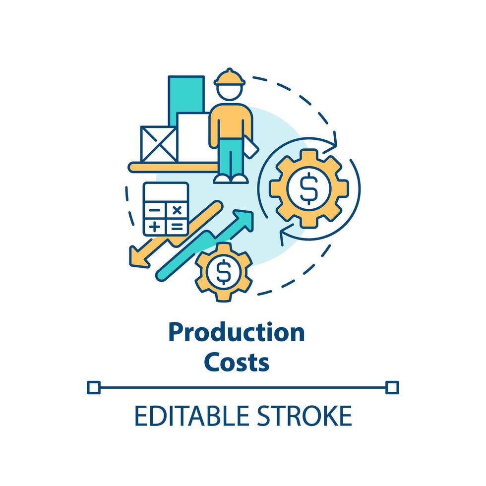 Produktion Kosten multi Farbe Konzept Symbol. Produktion Kosten und Lieferung von Waren. runden gestalten Linie Illustration. abstrakt Idee. Grafik Design. einfach zu verwenden im Broschüre Marketing vektor