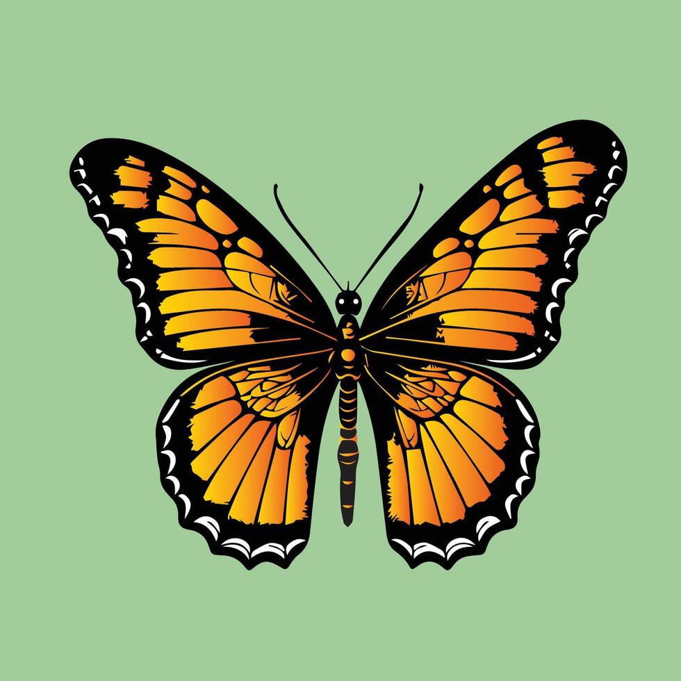 schön Monarch Farbe Schmetterling isoliert Sommer- Dekoration Jahrgang Design vektor