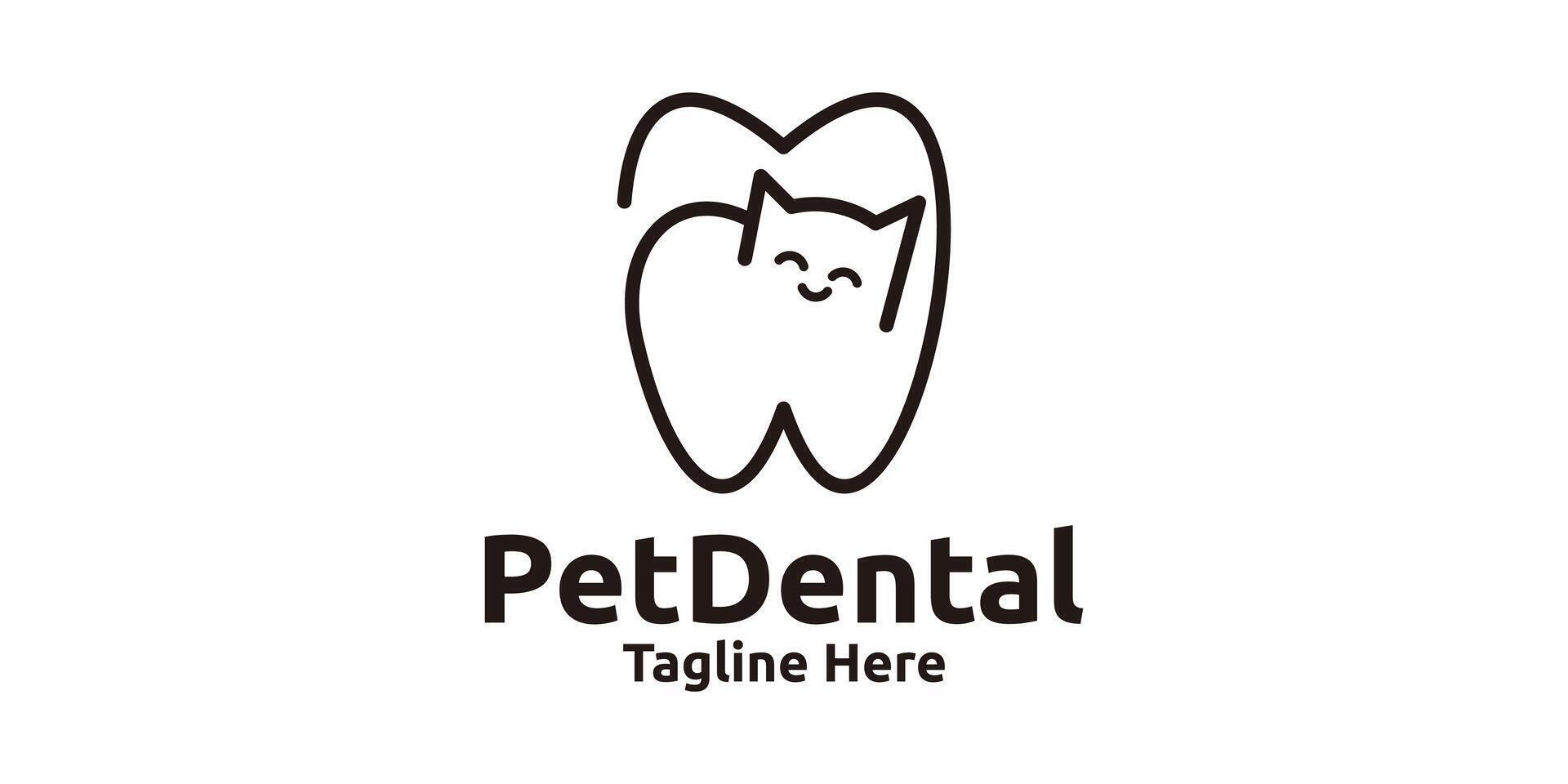 Haustier Dental Logo Design, Kombination von Katze und Zähne, Logo Design Vorlage Symbol, Symbol, kreativ Idee. vektor