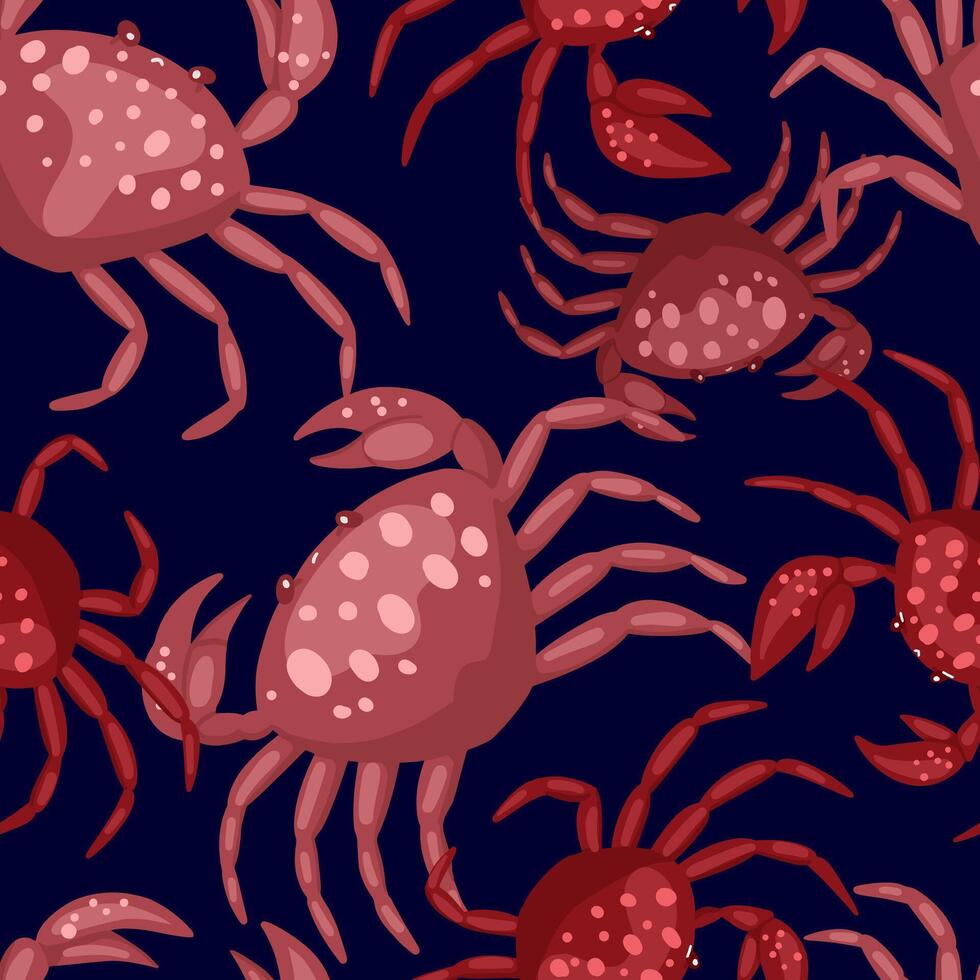 söt, rolig krabbor. abstrakt vektor stock sömlös mönster. färgad tecknad serie prydnad med hav djur. modern design för sommar skriva ut, tyg, textil, bakgrund, tapet, omslag, kort, dekor.