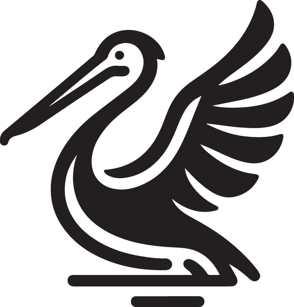minimal Pelikan Vektor Symbol, eben Symbol, schwarz Farbe Silhouette, Weiß Hintergrund 10