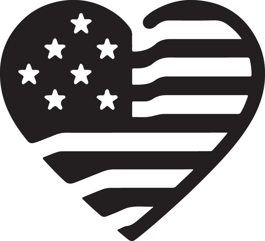 minimal Herz gestalten mit uns Flagge Vektor Logo Symbol, eben Symbol, schwarz Farbe Silhouette 5