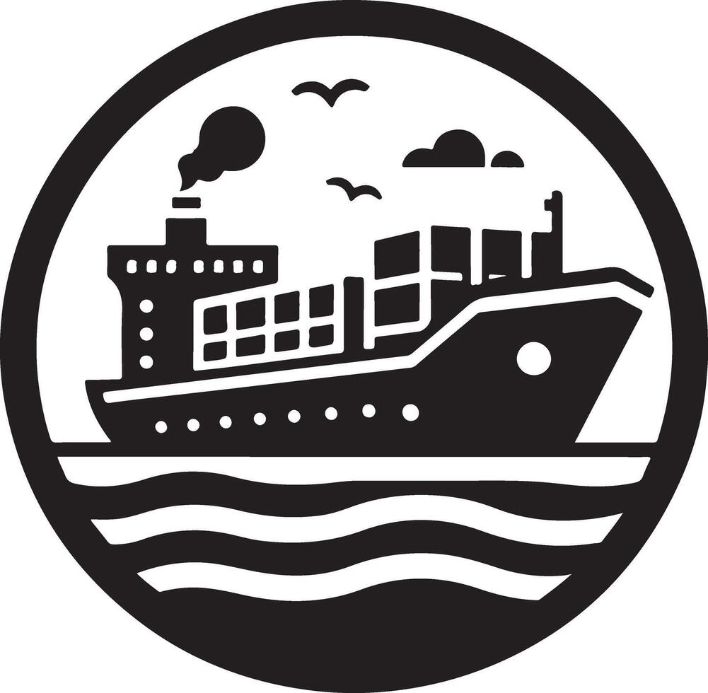 minimal internationell frakt tankfartyg fartyg under runda form logotyp vektor ikon