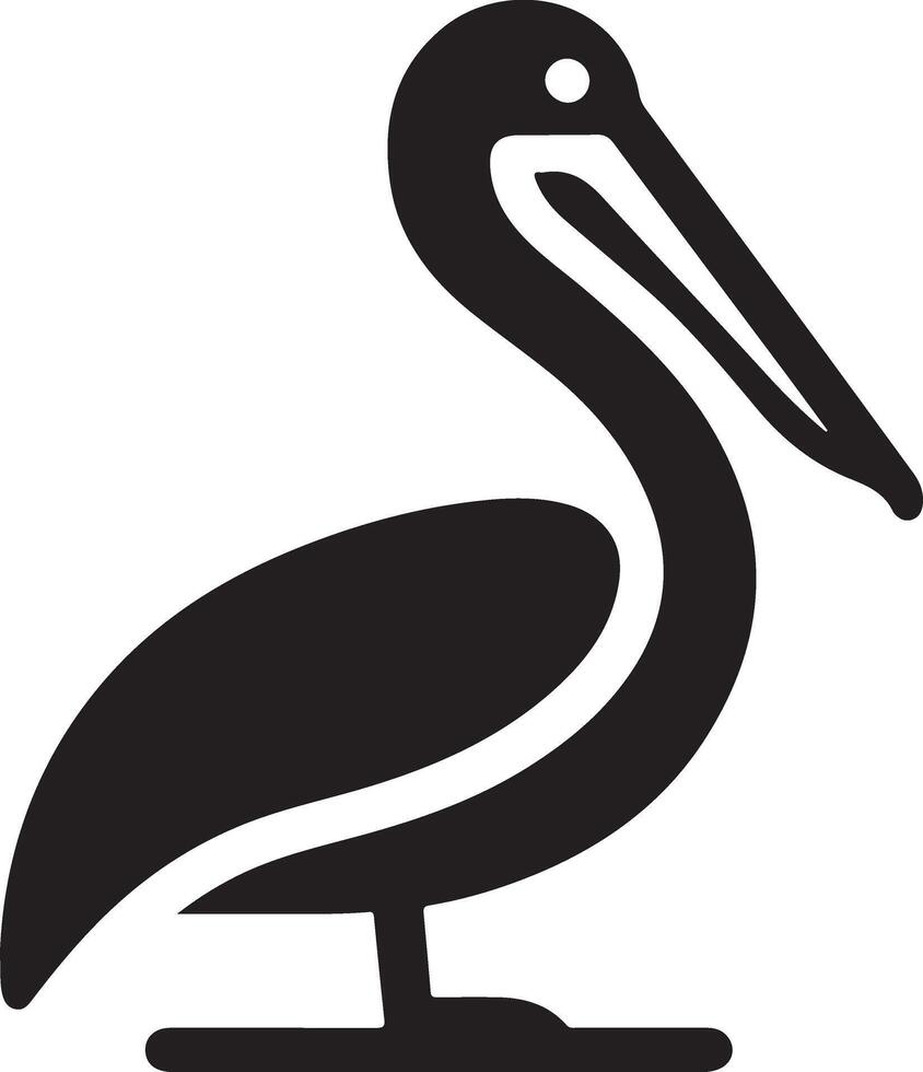 minimal pelikan vektor ikon, platt symbol, svart Färg silhuett, vit bakgrund 23