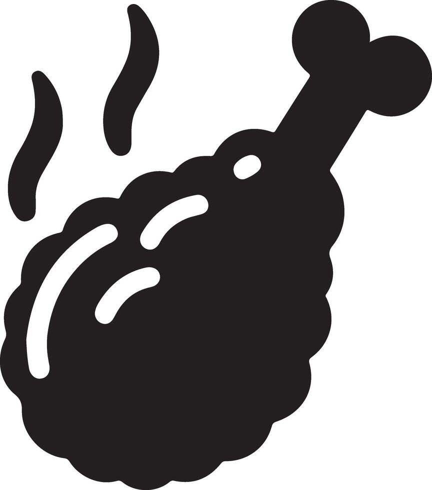 gebraten heiß Hähnchen Bein Stck Vektor Symbol Silhouette, Clip Art, Symbol, schwarz Farbe Silhouette 18