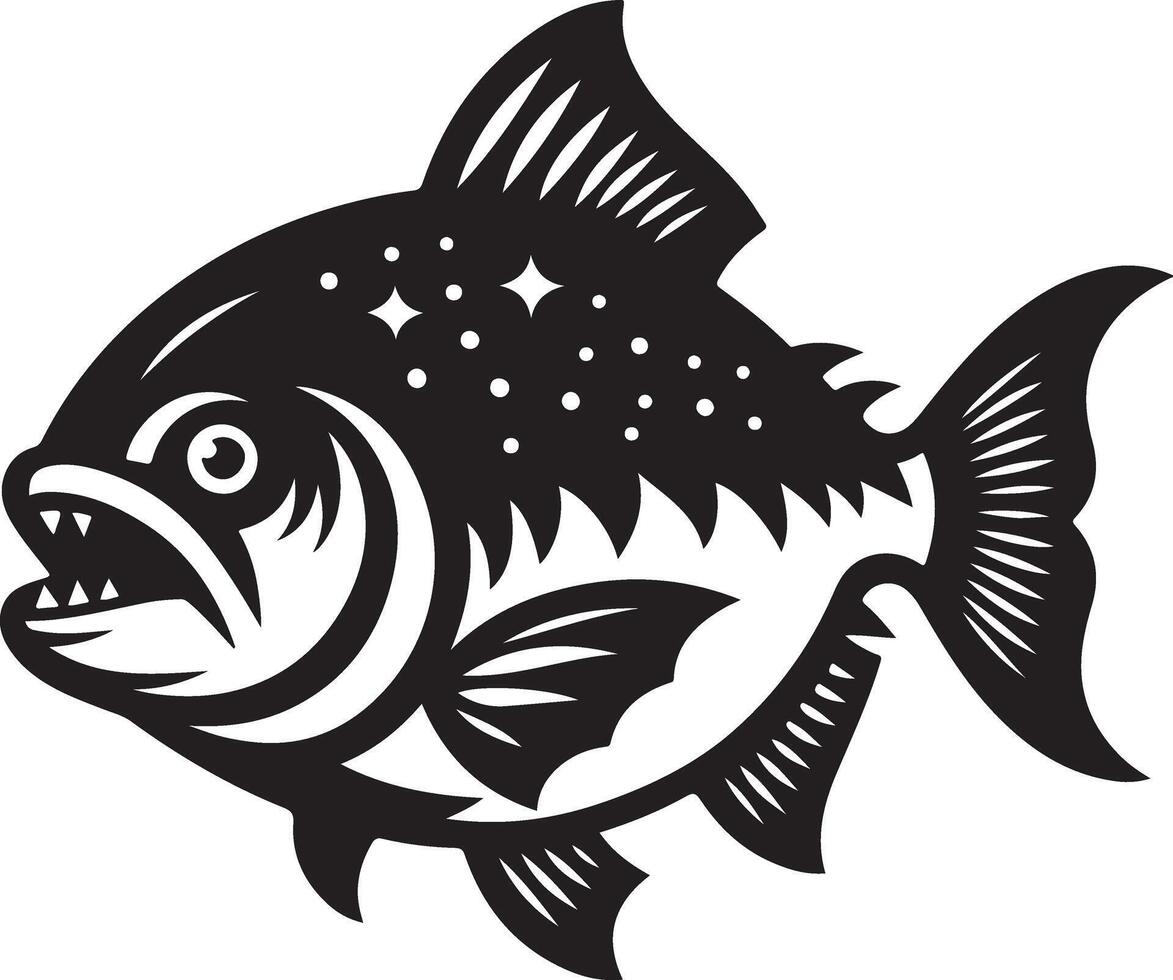 Piranha Fisch Vektor Symbol, Clip Art, Symbol, eben Illustration, schwarz Farbe Silhouette 5