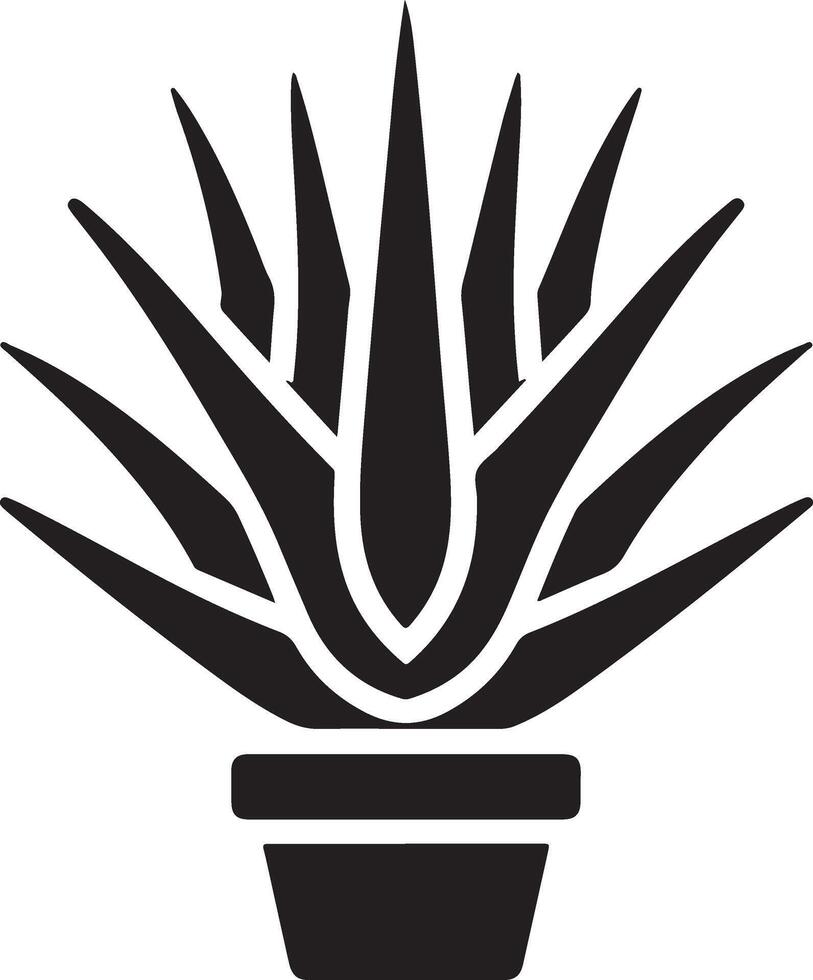 minimal Aloe vera Pflanze Symbol Vektor Silhouette, Weiß Hintergrund 16