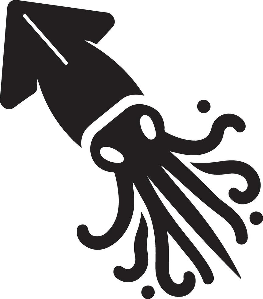 minimal Tintenfisch Vektor Symbol, eben Symbol, schwarz Farbe Silhouette, Weiß Hintergrund 13