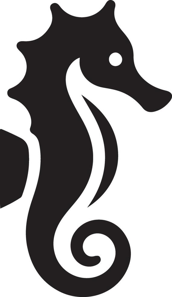 minimal Seepferdchen Vektor Symbol, eben Symbol, schwarz Farbe Silhouette, Weiß Hintergrund 14