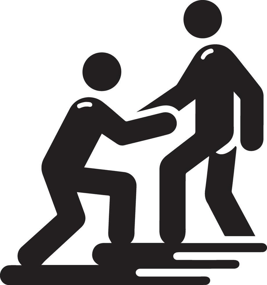 ein Mann Hilfe andere Mann Vektor Symbol schwarz Farbe Silhouette, Weiß Hintergrund 13