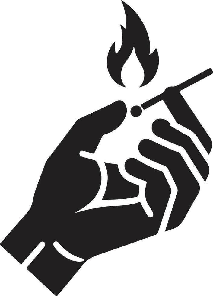 hand håll tändstickor brand hipster årgång vektor logotyp ikon, silhuett 4