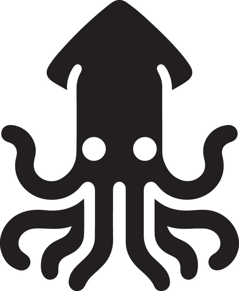 minimal bläckfisk vektor ikon, platt symbol, svart Färg silhuett, vit bakgrund 10