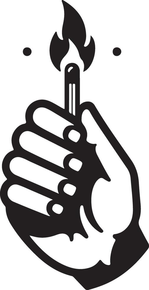 Hand halt Streichhölzer Feuer Hipster Jahrgang Vektor Logo Symbol, Silhouette 9