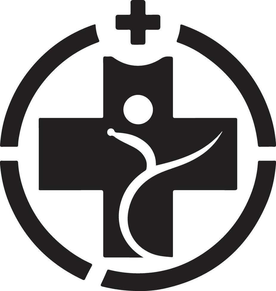 medicinsk logotyp ikon, platt symbol, svart Färg silhuett 14 vektor