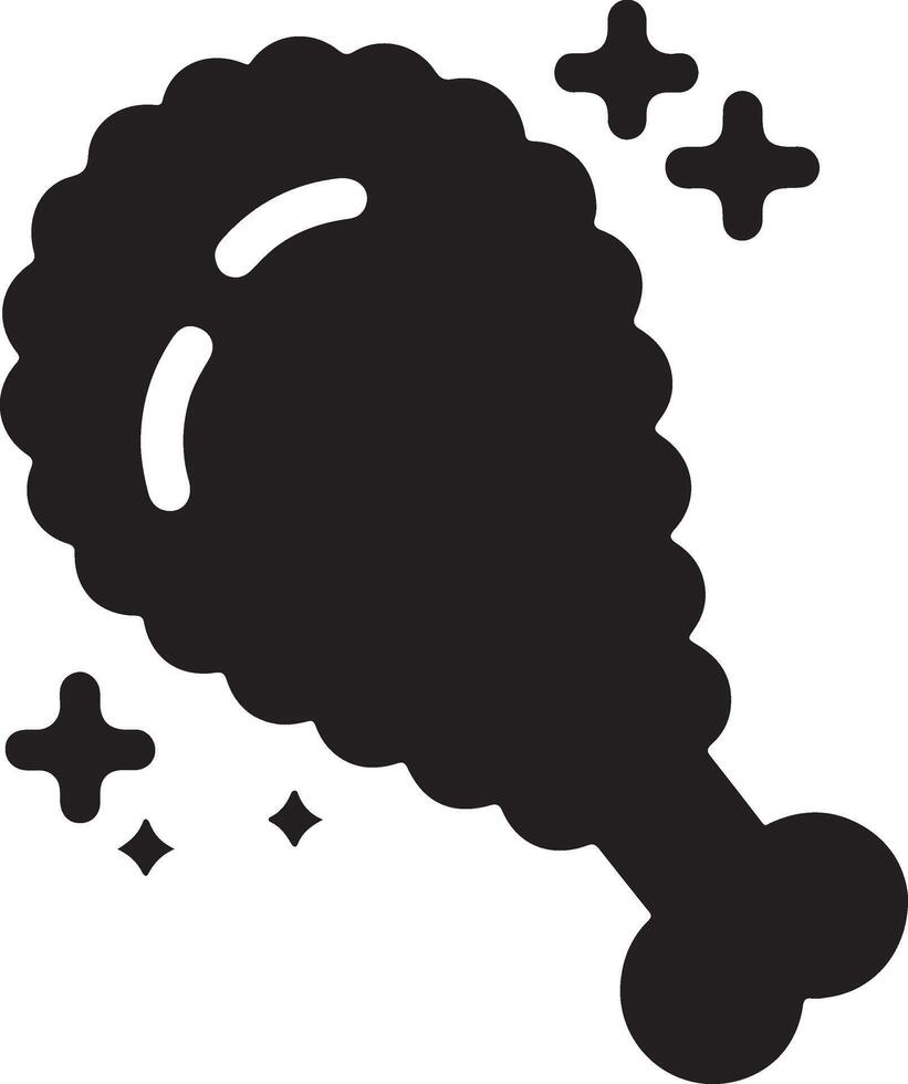 gebraten heiß Hähnchen Bein Stck Vektor Symbol Silhouette, Clip Art, Symbol, schwarz Farbe Silhouette 2