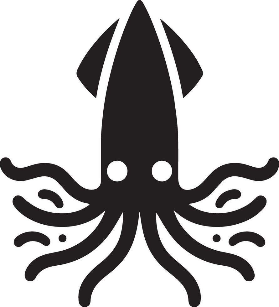 minimal Tintenfisch Vektor Symbol, eben Symbol, schwarz Farbe Silhouette, Weiß Hintergrund 3