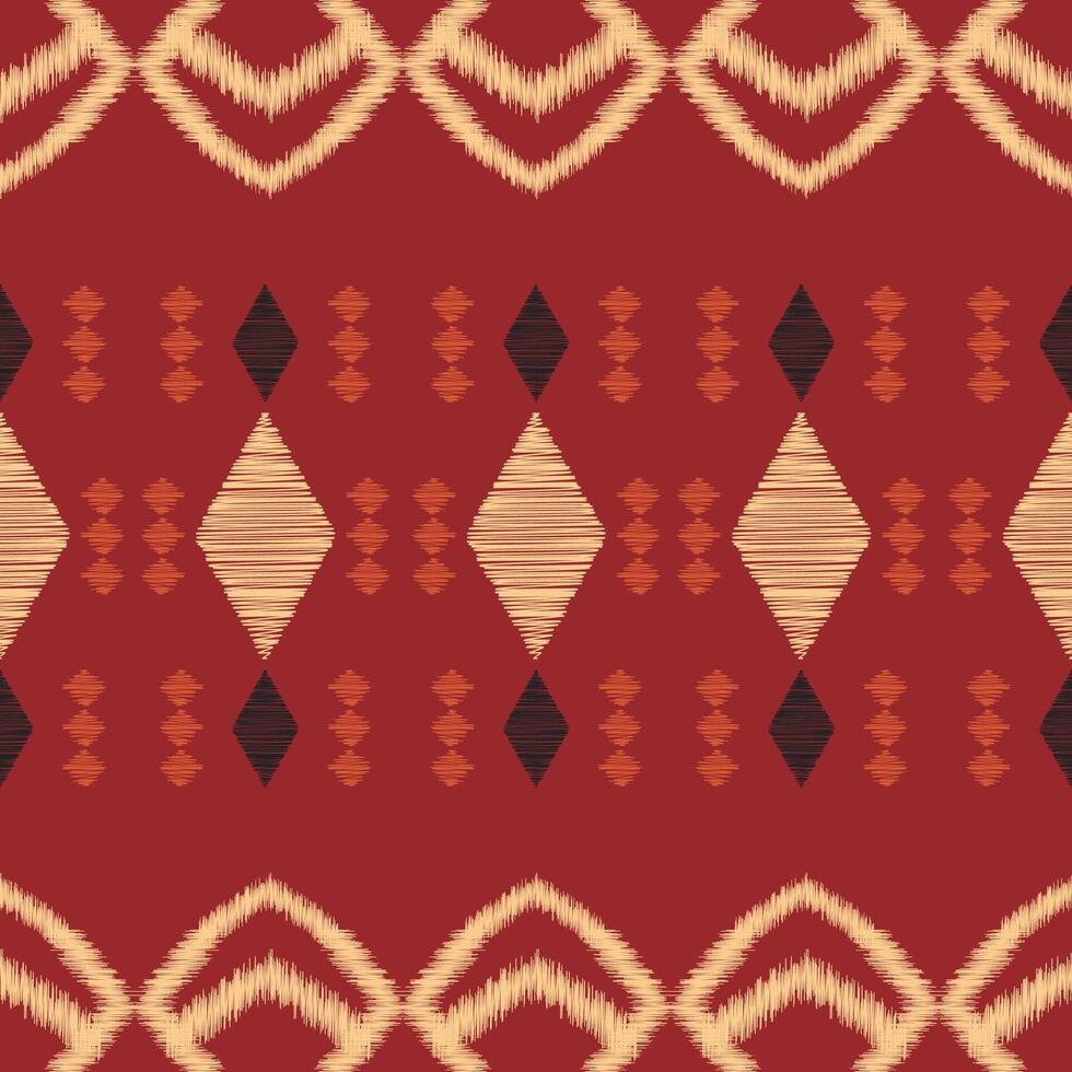 traditionell ethnisch Ikat Motiv Stoff Muster geometrisch Stil.afrikanisch Ikat Stickerei ethnisch orientalisch Muster rot Hintergrund Hintergrund. abstrakt, Vektor, Illustration. Textur, Rahmen, Dekoration. vektor