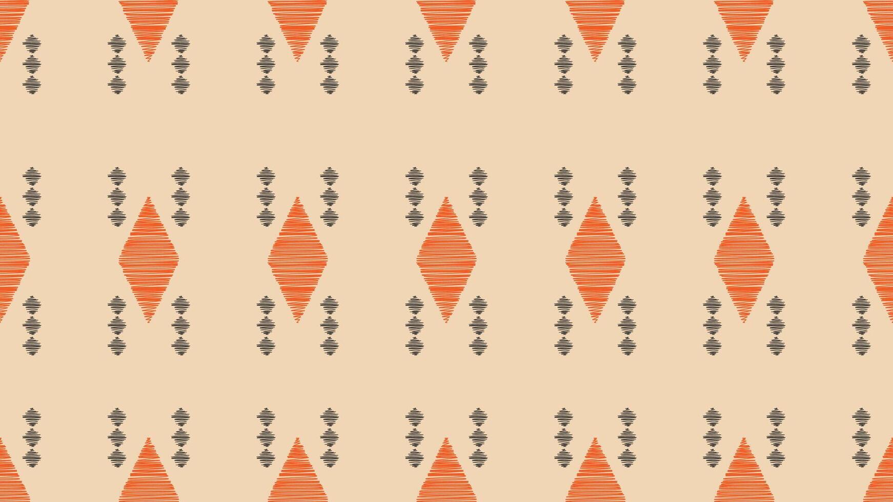 traditionell etnisk ikat motiv tyg mönster bakgrund geometrisk .afrikansk ikat broderi etnisk mönster brun grädde bakgrund tapet. abstrakt, vektor, illustration.texture, ram, dekoration. vektor