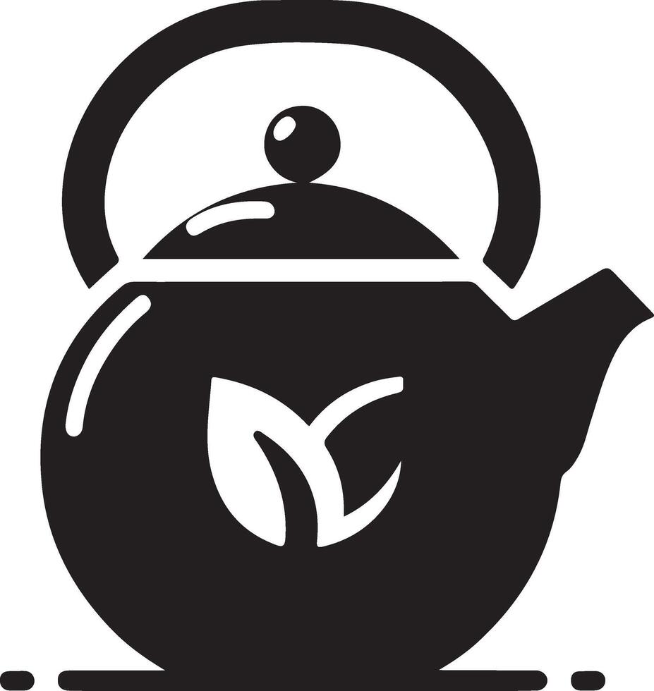 Tee Kessel Vektor Symbol mit Tasse Silhouette, schwarz Farbe Silhouette 4