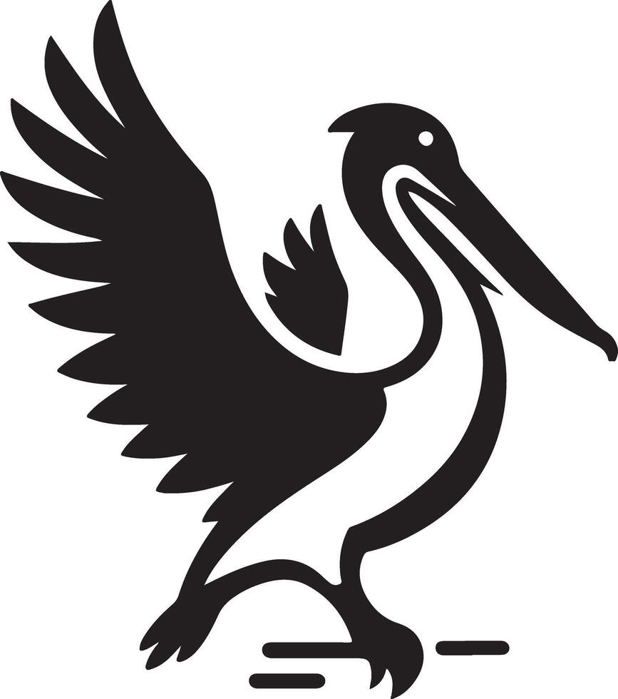 minimal Pelikan Vektor Symbol, eben Symbol, schwarz Farbe Silhouette, Weiß Hintergrund 11