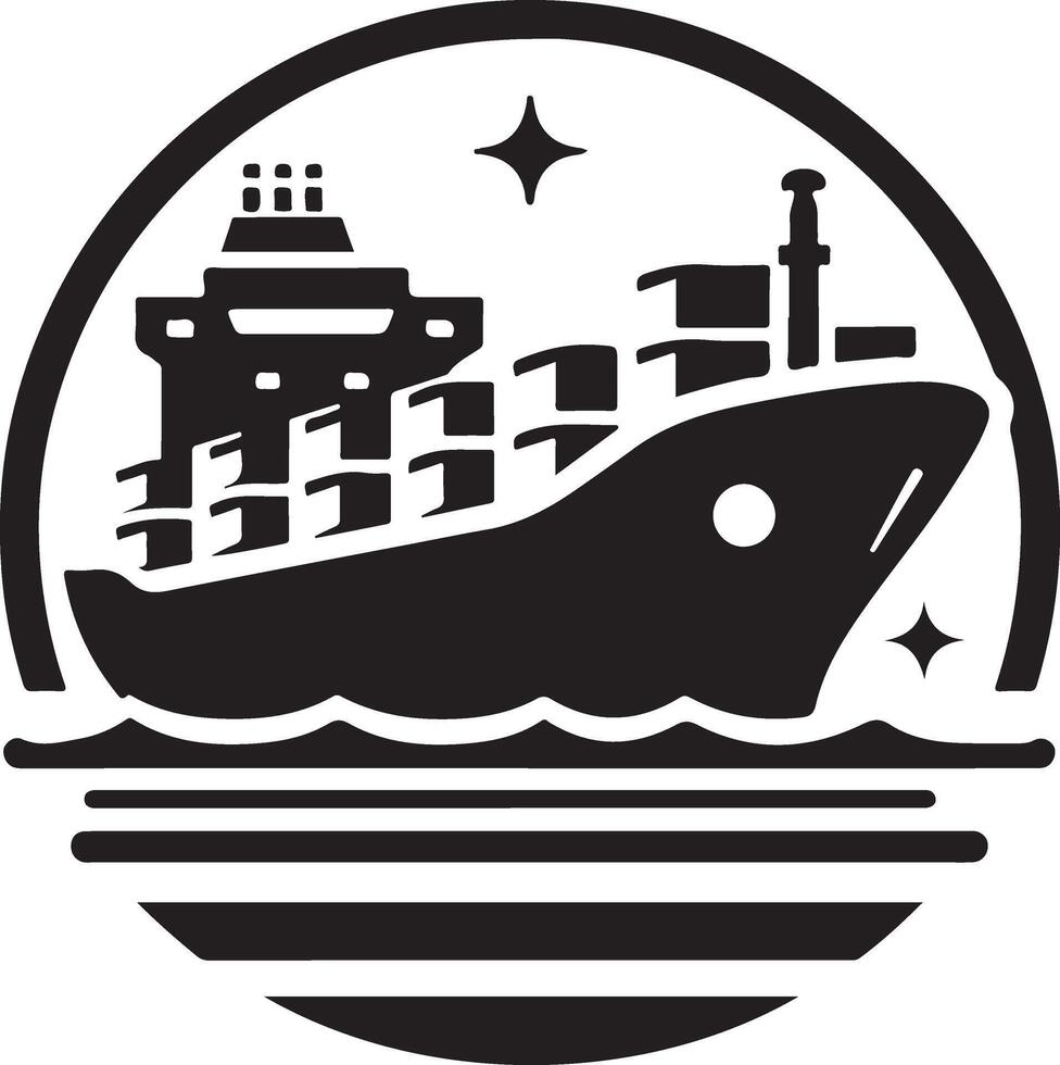 minimal International Versand Tanker Schiff unter runden gestalten Logo Vektor Symbol 22